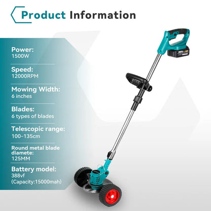 Foldable Electric Lawn Mower with 18V Battery and Three Adjustable Blades | Efficient Cordless Cutting Tool with Ergonomic Comfort