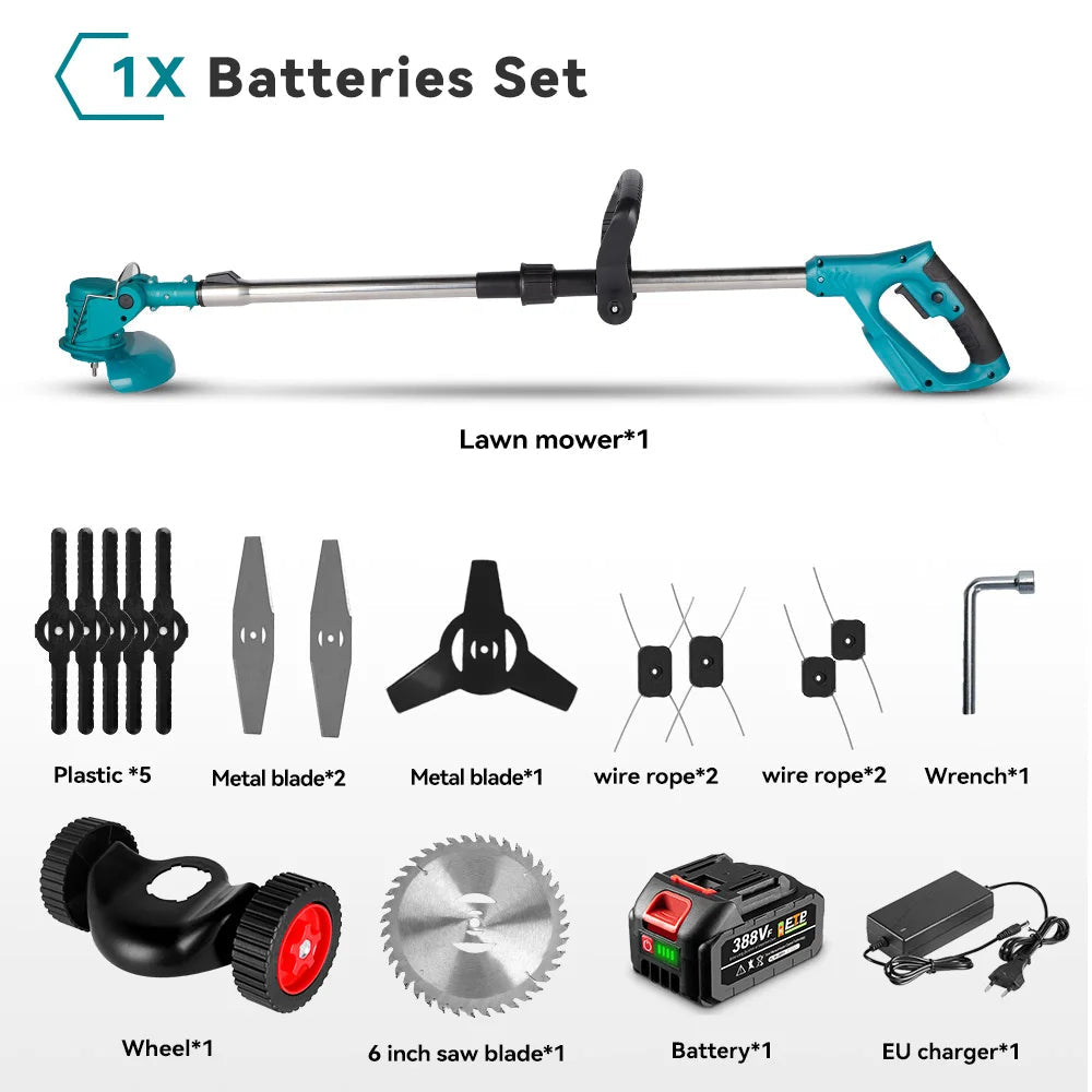Foldable Electric Lawn Mower with 18V Battery and Three Adjustable Blades | Efficient Cordless Cutting Tool with Ergonomic Comfort