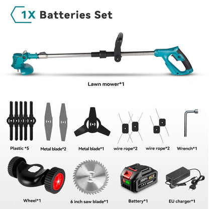 Foldable Electric Lawn Mower with 18V Battery and Three Adjustable Blades | Efficient Cordless Cutting Tool with Ergonomic Comfort