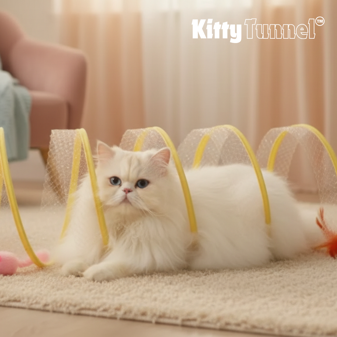 Tunnel per Gatti | Tunnel Giocattolo Pieghevole con Piume & Palline di Sisal | Divertimento e Esplorazione per il Tuo Felino 3