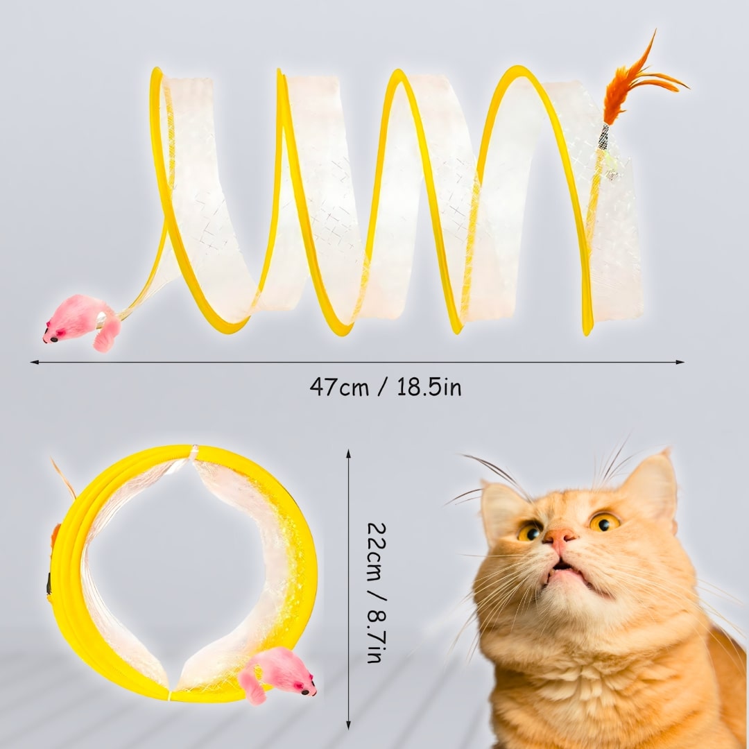Tunnel per Gatti | Tunnel Giocattolo Pieghevole con Piume & Palline di Sisal | Divertimento e Esplorazione per il Tuo Felino 5
