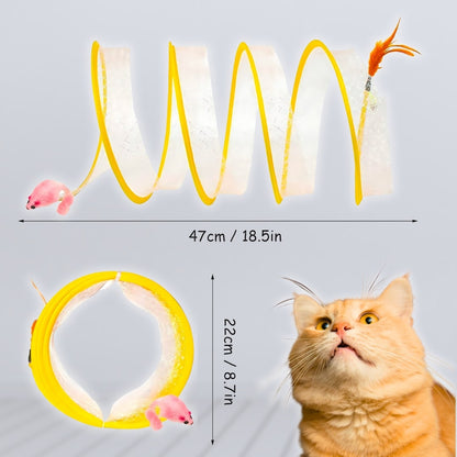 Tunnel per Gatti | Tunnel Giocattolo Pieghevole con Piume & Palline di Sisal | Divertimento e Esplorazione per il Tuo Felino 5