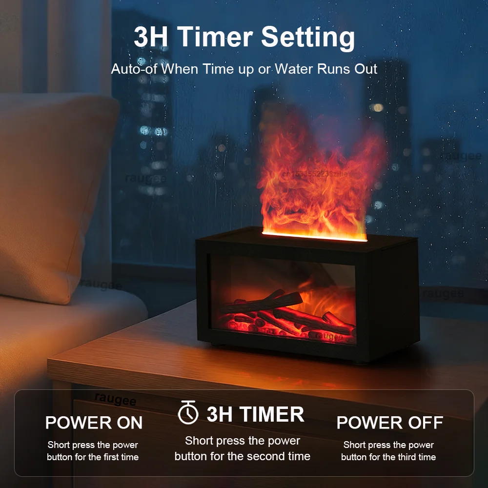 Umidificatore Ultrasuoni | Diffusore di Oli Essenziali con Effetto Fiamma | Atmosfera Rilassante per Casa e Ufficio 4