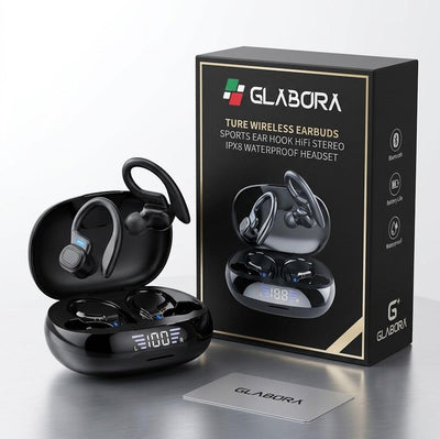 Auricolari Sportivi Wireless | HiFi Stereo con Design Impermeabile e Gancio per Orecchio | Perfetti per Allenamenti e Attività Outdoor