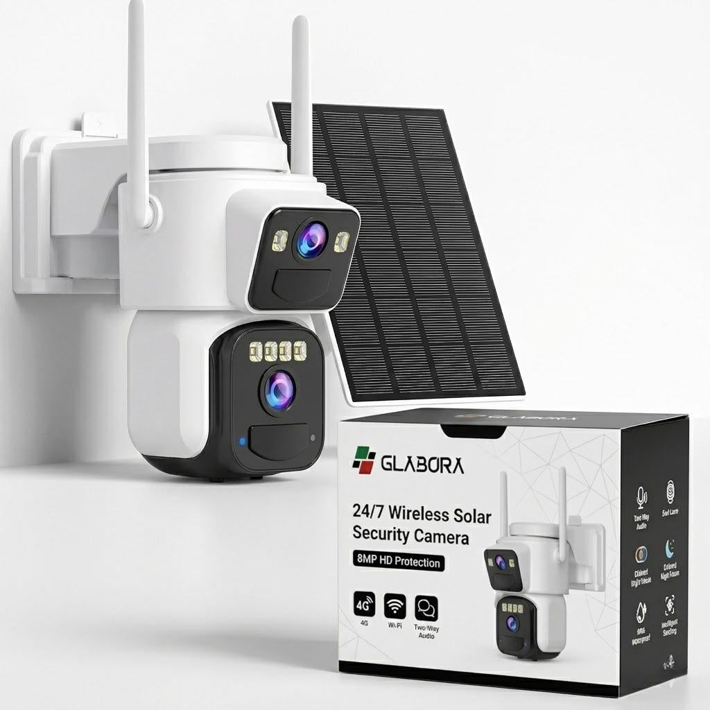 Telecamera di Sicurezza WiFi Solare 8 MP con Visione Notturna e Rilevamento Movimento