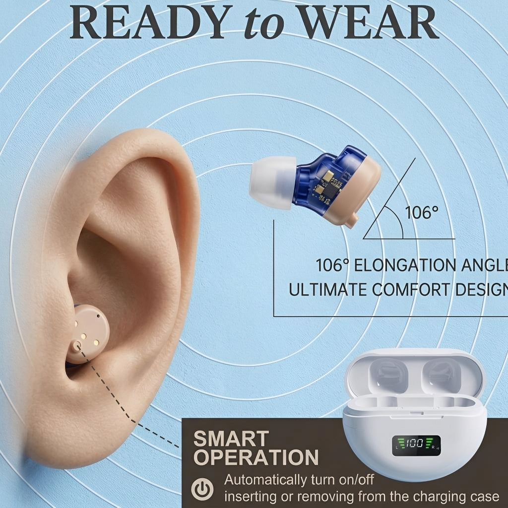 Rechargeable In-Ear Hearing Aids with Crystal Clear Sound | Invisible Design for Comfort and Discretion