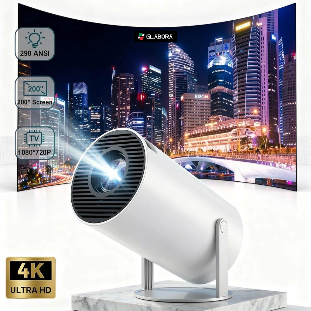 Compact 8K Projector with Wifi6 and Built-in Speaker | Portable Cinematic Experience for Home Theater and Outdoors