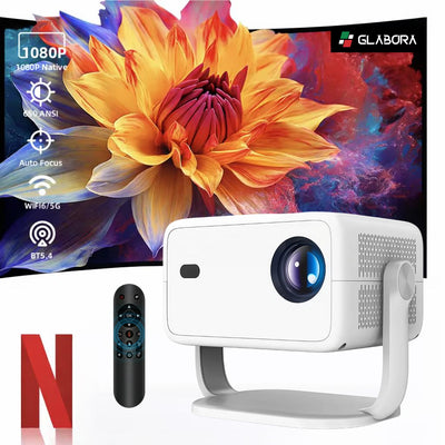 Projecteur portable | Vidéoprojecteur 1080P avec WiFi6 et audio stéréo BT5.4 | Expérience cinématographique en extérieur