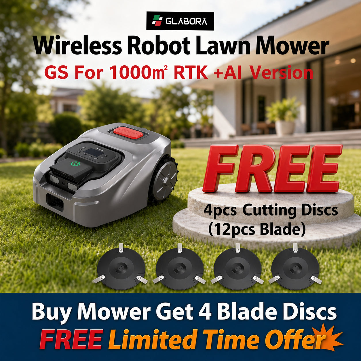Robot Tagliaerba Automatico con Visione a 360° e GPS Antifurto | Rasaerba Wireless per Giardini Fino a 1000 m²