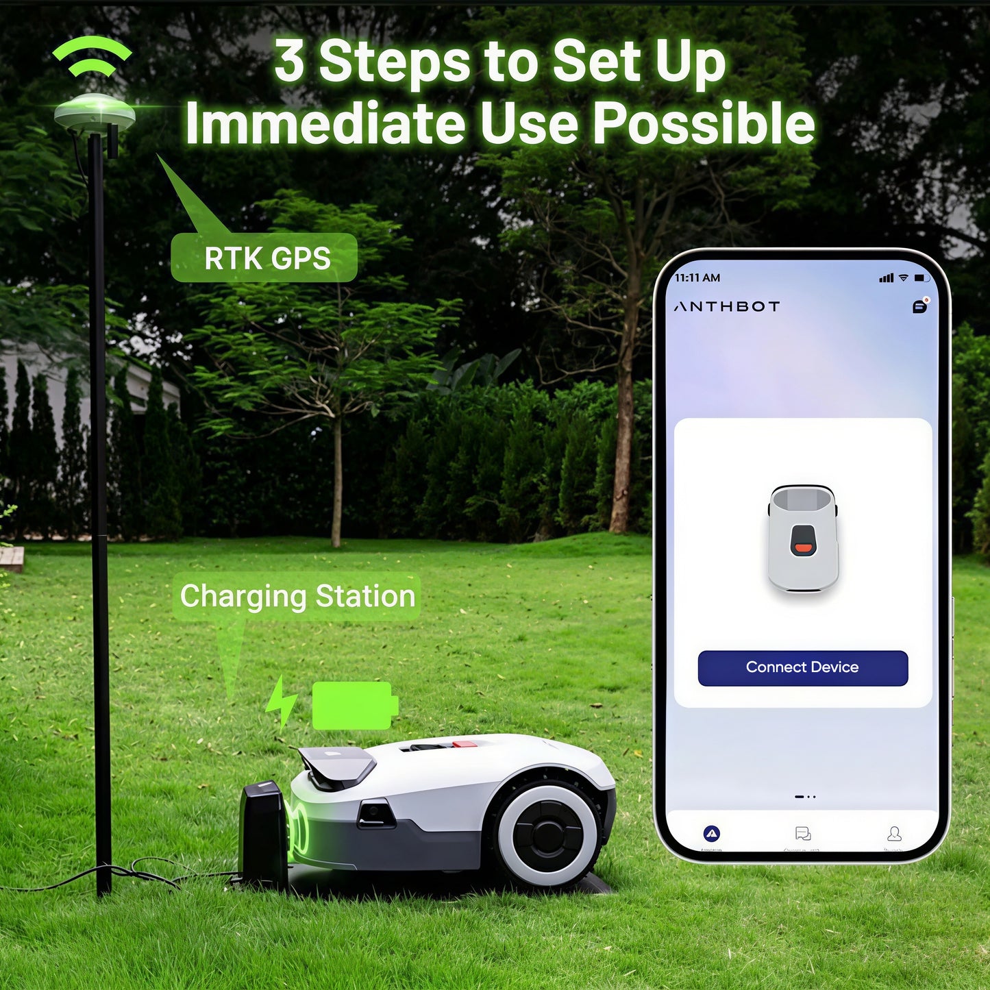 Refurbished Genie 600E AI Automatic Lawn Mower Robot | Up to 900-1000 m² | RTK + 4 Cameras | Reliable with Quality Control
