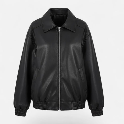 Evelina | Weit geschnittene Damen-Bikerjacke aus Kunstleder - Lässige Eleganz