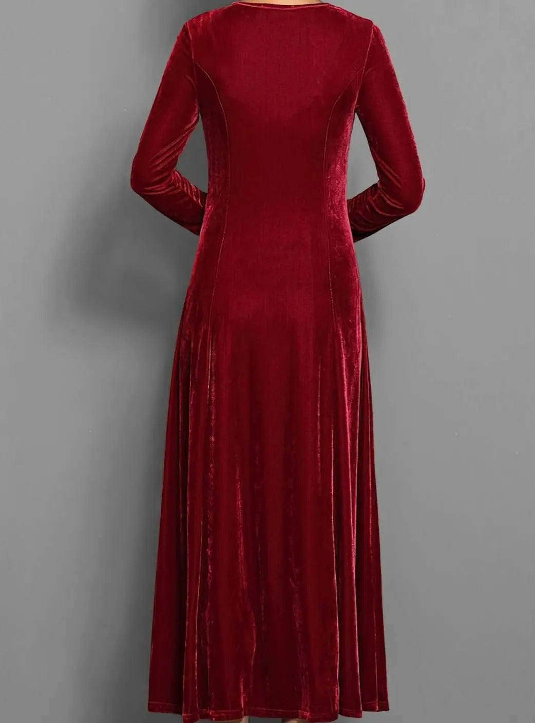 Angelica | Langes Samtkleid für Damen mit langen Ärmeln und A-Linien-Rock - Für besondere Abende