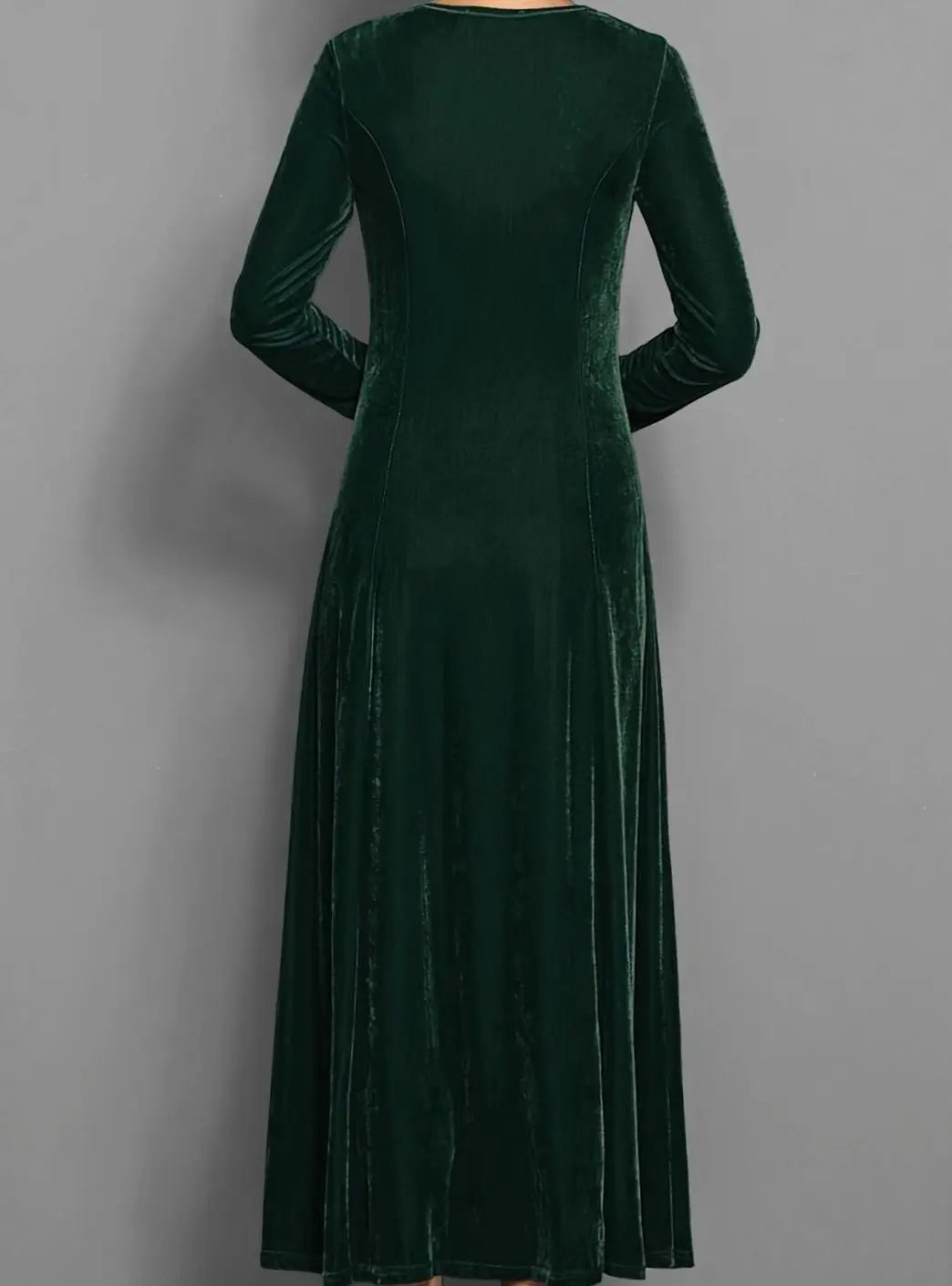 Angelica | Langes Samtkleid für Damen mit langen Ärmeln und A-Linien-Rock - Für besondere Abende