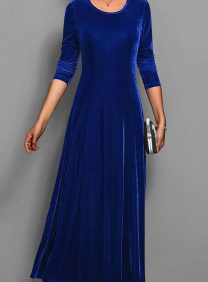 Angelica | Langes Samtkleid für Damen mit langen Ärmeln und A-Linien-Rock - Für besondere Abende