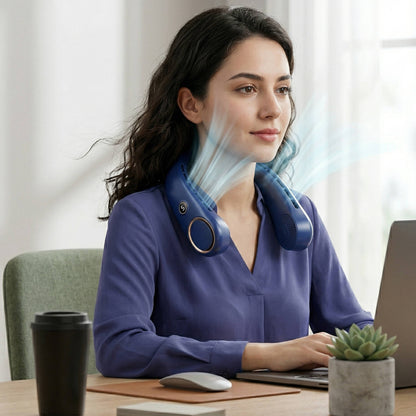 Wearable Bladeless Fan | 360-Degree Airflow with 4000 mAh Battery | Quiet and Adjustable for Total Comfort