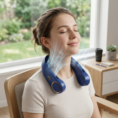 Wearable Bladeless Fan | 360-Degree Airflow with 4000 mAh Battery | Quiet and Adjustable for Total Comfort