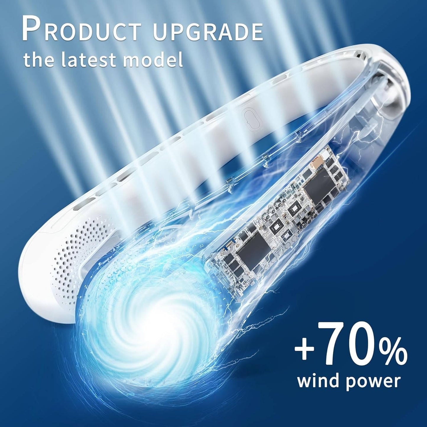 Wearable Bladeless Fan | 360-Degree Airflow with 4000 mAh Battery | Quiet and Adjustable for Total Comfort