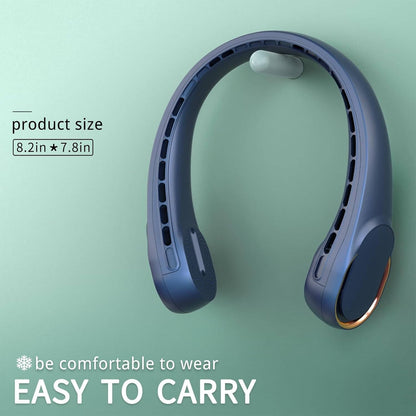 Wearable Bladeless Fan | 360-Degree Airflow with 4000 mAh Battery | Quiet and Adjustable for Total Comfort