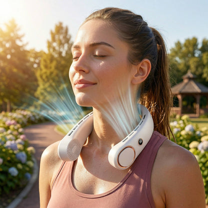 Wearable Bladeless Fan | 360-Degree Airflow with 4000 mAh Battery | Quiet and Adjustable for Total Comfort