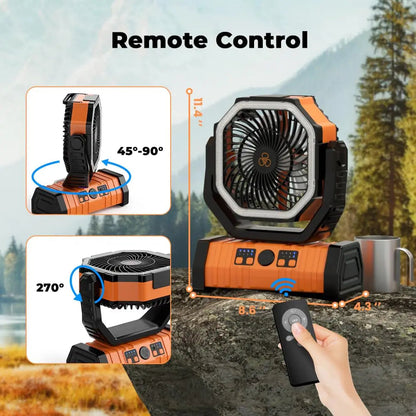 3-in-1 Portable Fan with 20000 mAh Battery and LED Light | Mini Fan for Camping and Emergencies