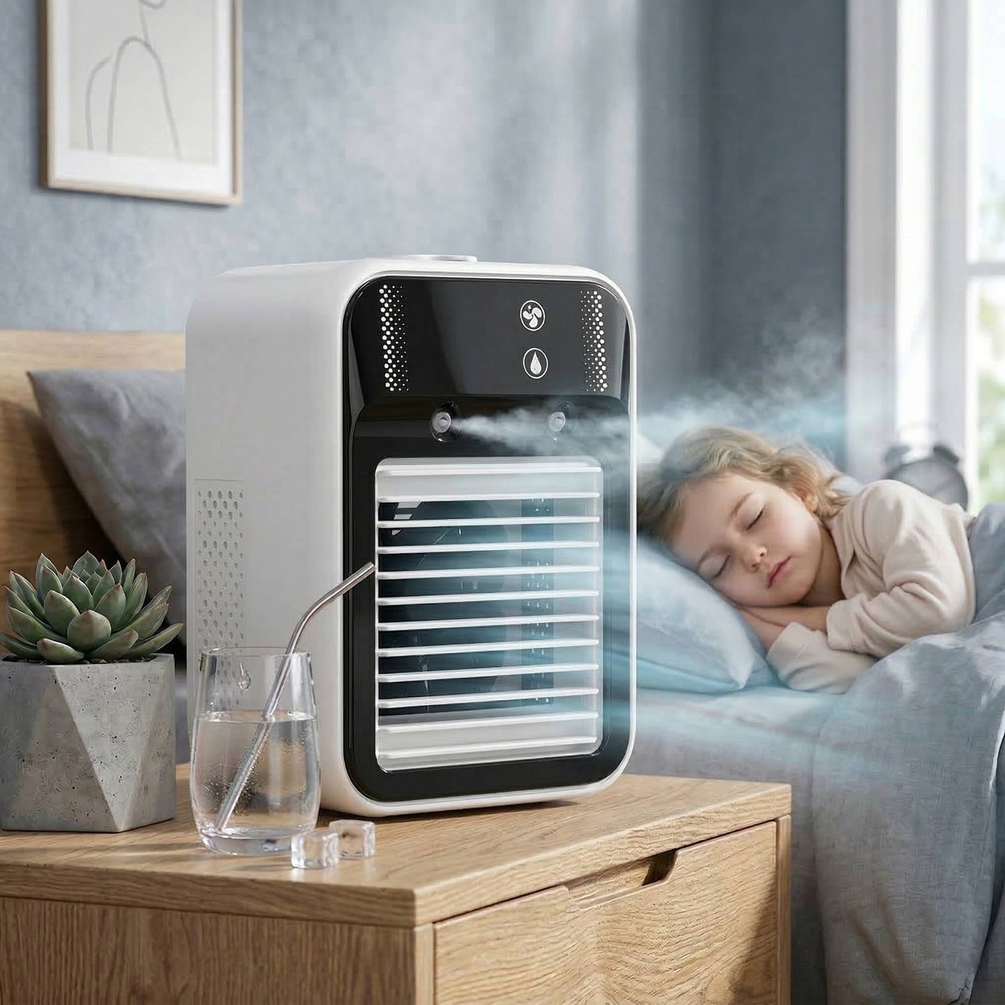 Portable Fan with Rechargeable Battery and Mist | Mini Quiet Fan for Summer Comfort