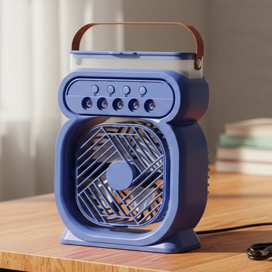 Portable Fan with LED Light | Compact and Quiet Design for Comfort on the Go