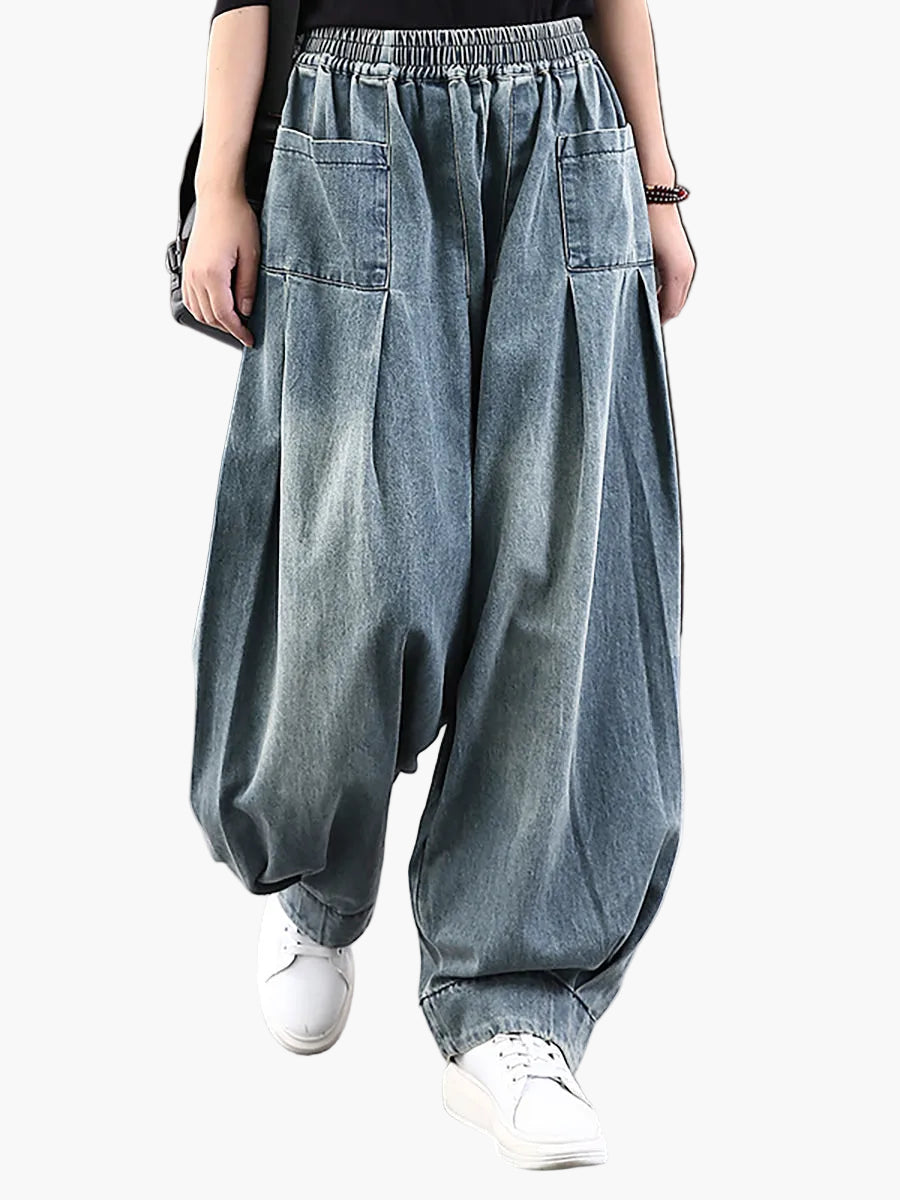 Nerea | Women's Baggy Wide-Leg Jeans with Elastic Waist - Comfortable Streetwear