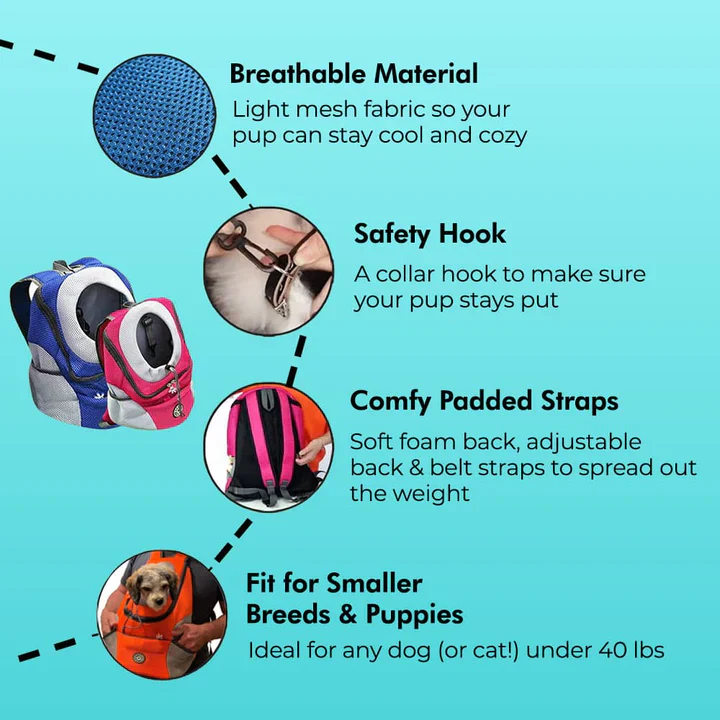 Zaino Porta Cane Ergonomico con Imbottitura e Spallacci Regolabili | Comfort e Sicurezza per Passeggiate e Escursioni 6