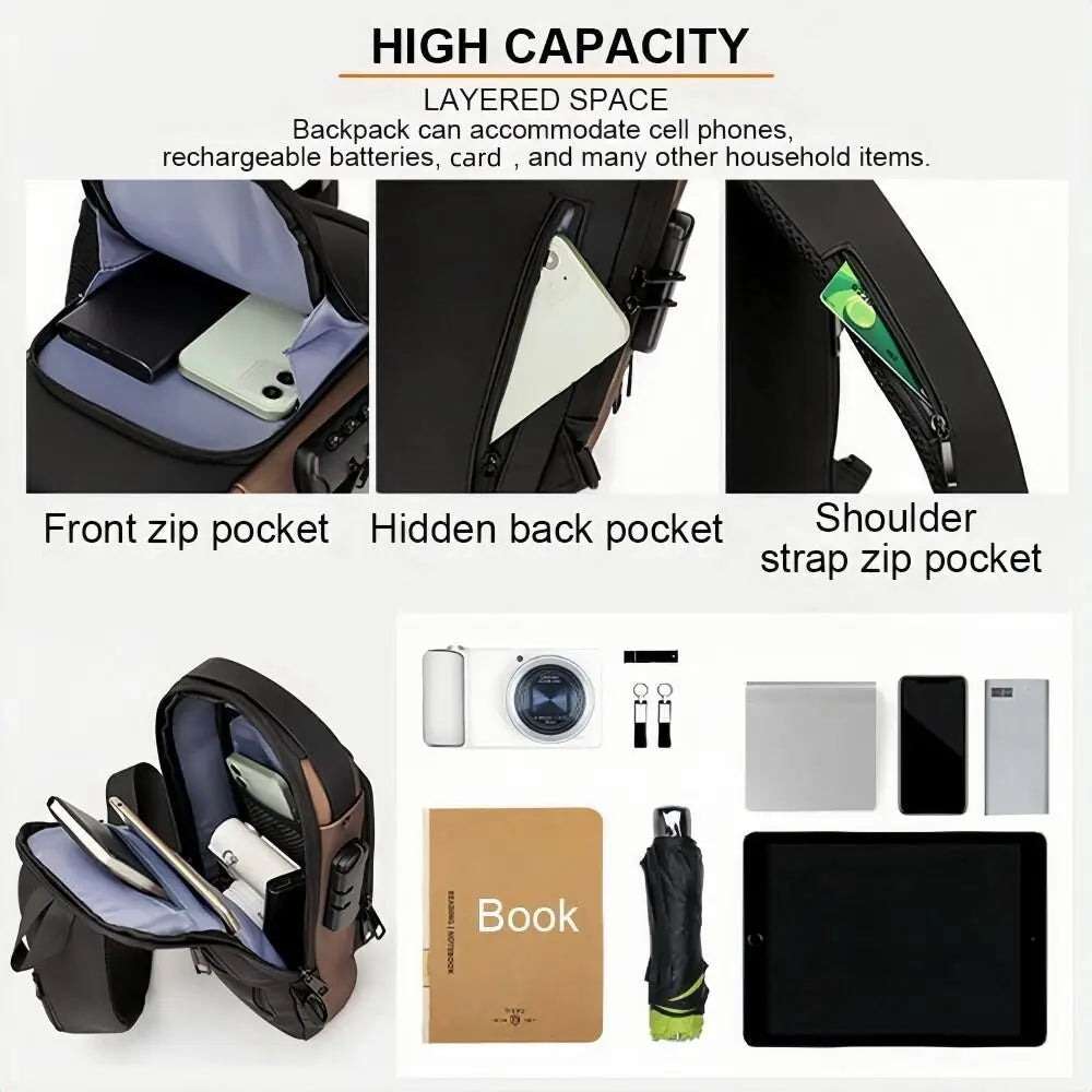 Zaino Uomo Antifurto in Tessuto Oxford Resistente con Design Ergonomico per Moto e Sport 3