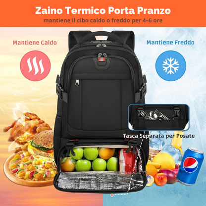 Extra Large Travel Backpack with Thermal Compartment and USB Port | Organization and Security for Air Travel