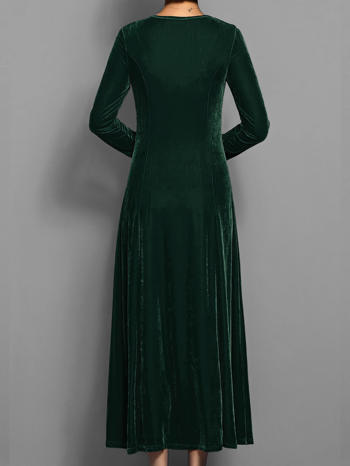 Susanna | Women's Long-Sleeved Velvet Maxi Dress with Flared Skirt - Formal Events
