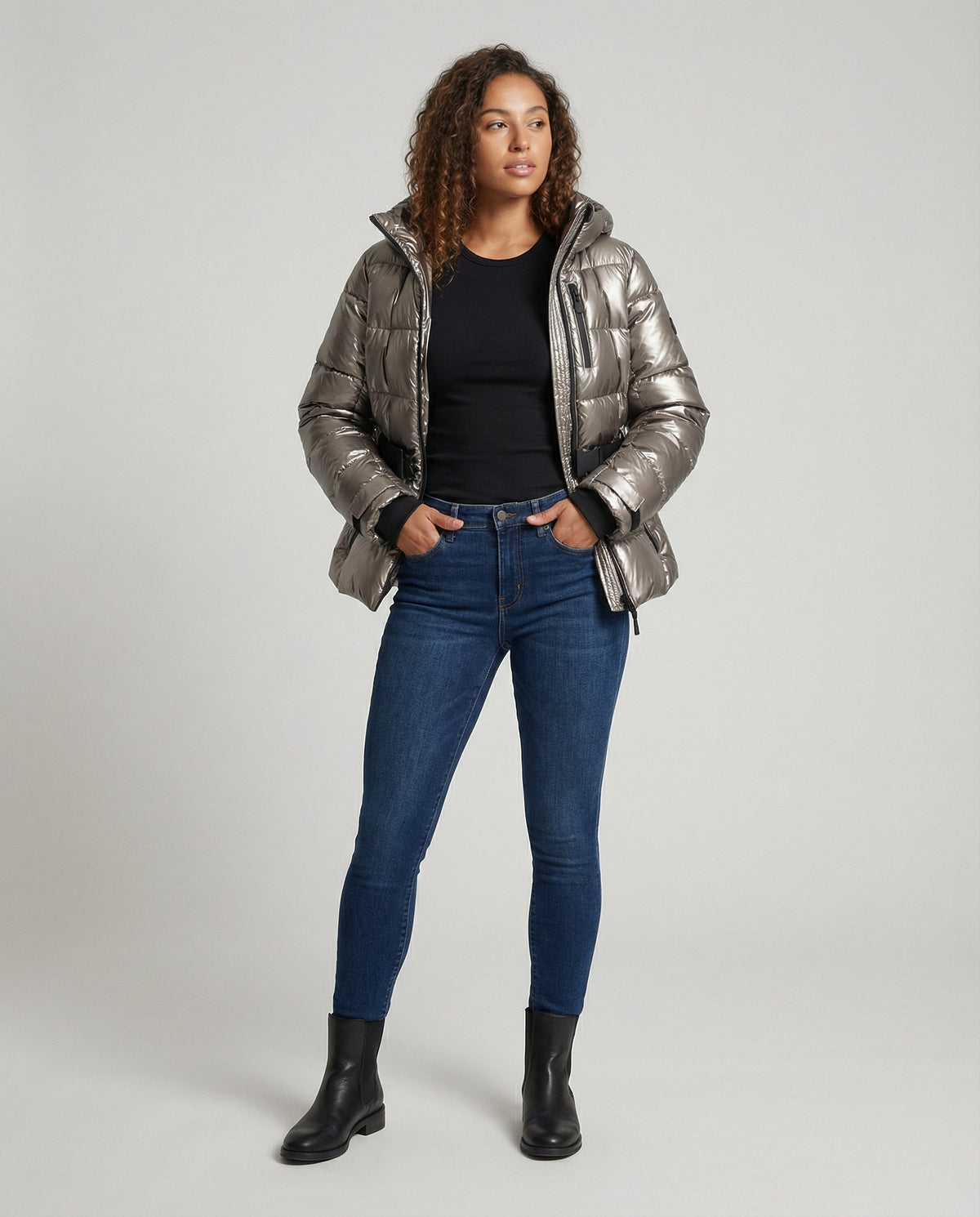 Fiamma | Metallic-Finish Quilted Women's Winter Jacket with Hood - Radiant Warmth