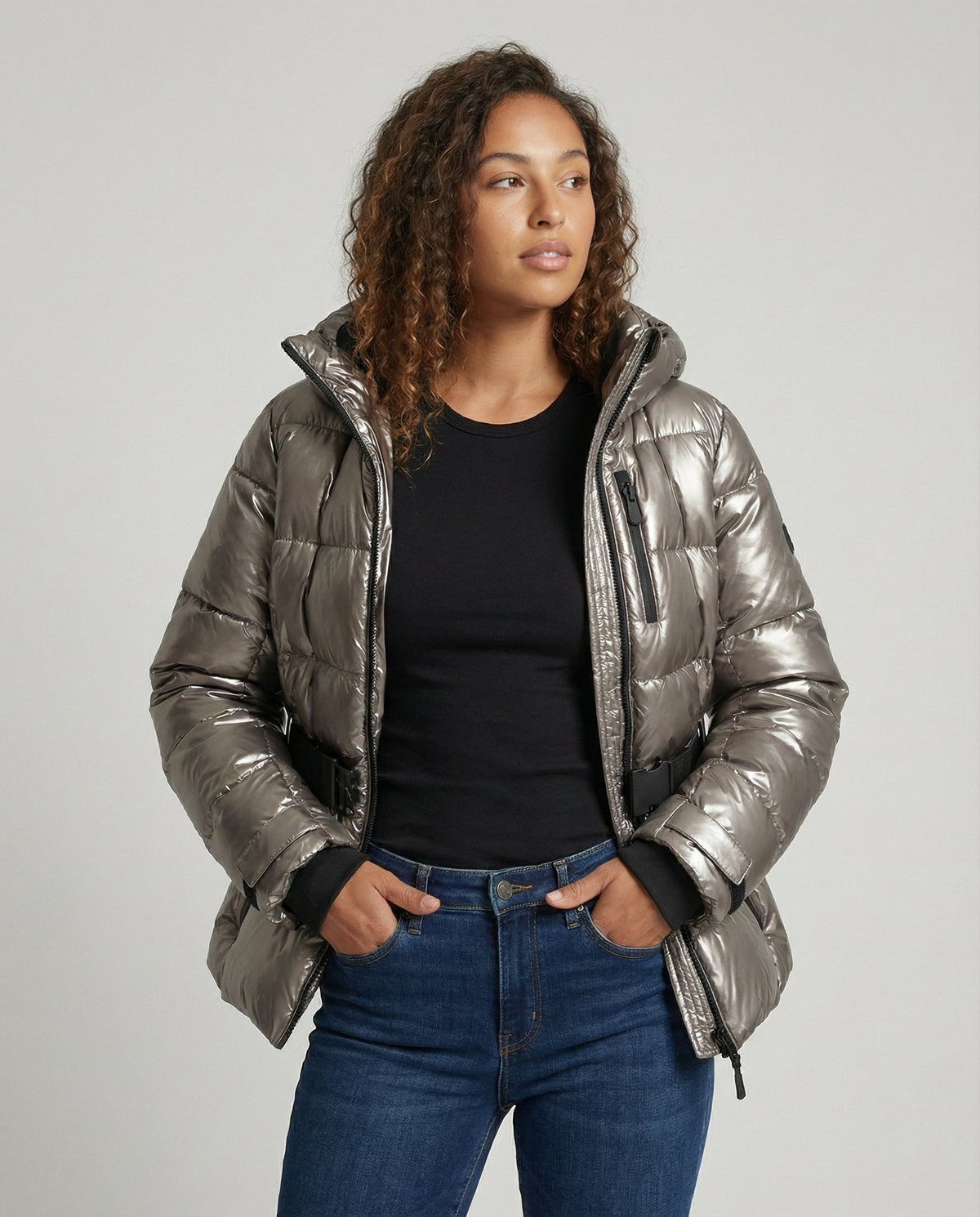 Fiamma | Metallic-Finish Quilted Women's Winter Jacket with Hood - Radiant Warmth
