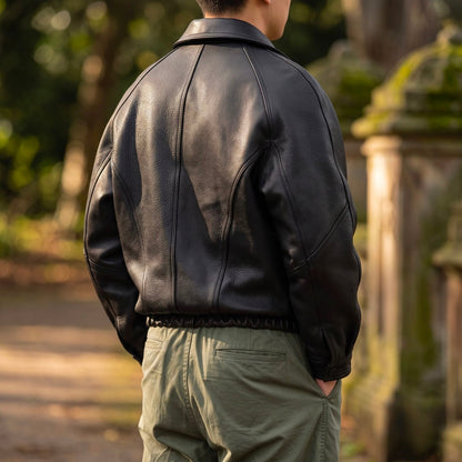 Amedeo | Men's Leather-Look Jacket with Zipper and Structured Collar - Mid-Season Wear