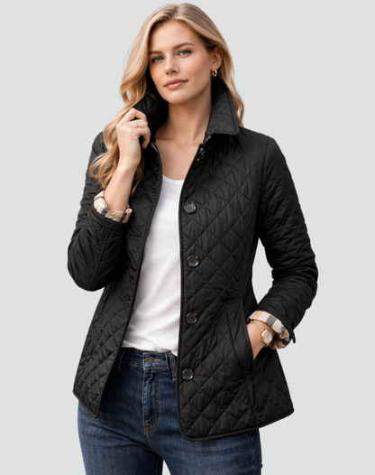 Flavia | Quilted Women's Jacket with Collar and Front Buttons - Structured Mid-Season Style