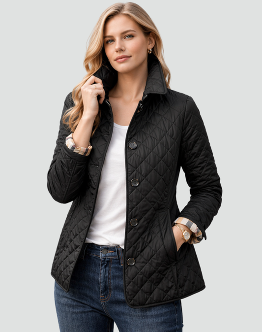 Flavia | Quilted Women's Jacket with Collar and Front Buttons - Structured Mid-Season Style