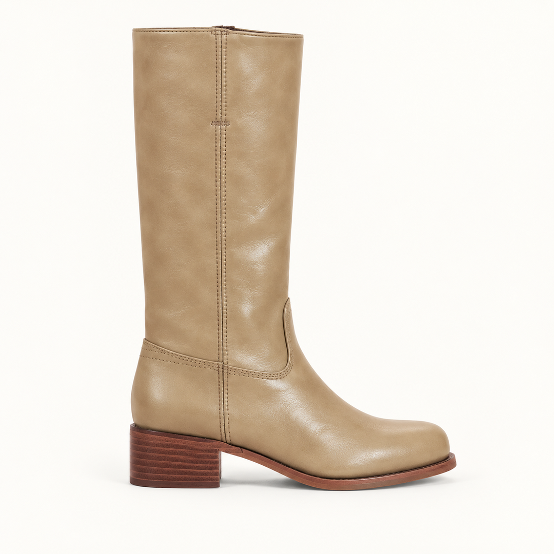 Laura | Leather-Look Women's Knee-High Boots with Block Heel - Equestrian Style