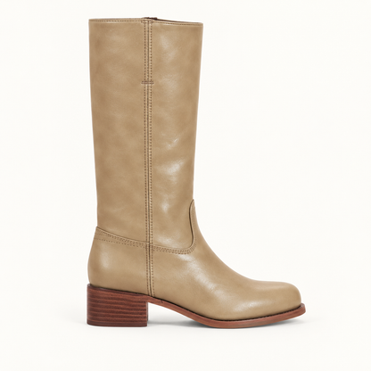 Laura | Leather-Look Women's Knee-High Boots with Block Heel - Equestrian Style