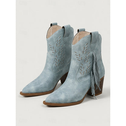 Michela | Western Women's Ankle Boots with Tassel and Block Heel - Timeless Character