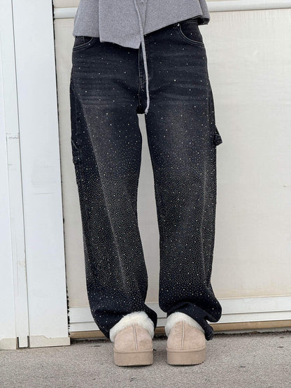 Renata | Women's Balloon Jeans with Jewel Details - Shimmering Carpenter Style
