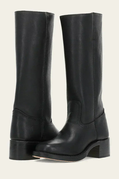 Laura | Leather-Look Women's Knee-High Boots with Block Heel - Equestrian Style