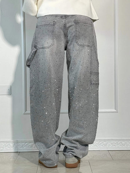 Eufemia | Women's Carpenter Jeans with Jewel Embellishments - Glamorous Look