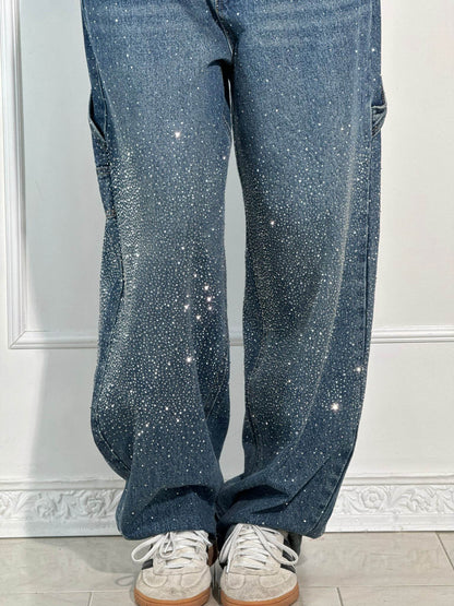 Eufemia | Women's Carpenter Jeans with Jewel Embellishments - Glamorous Look