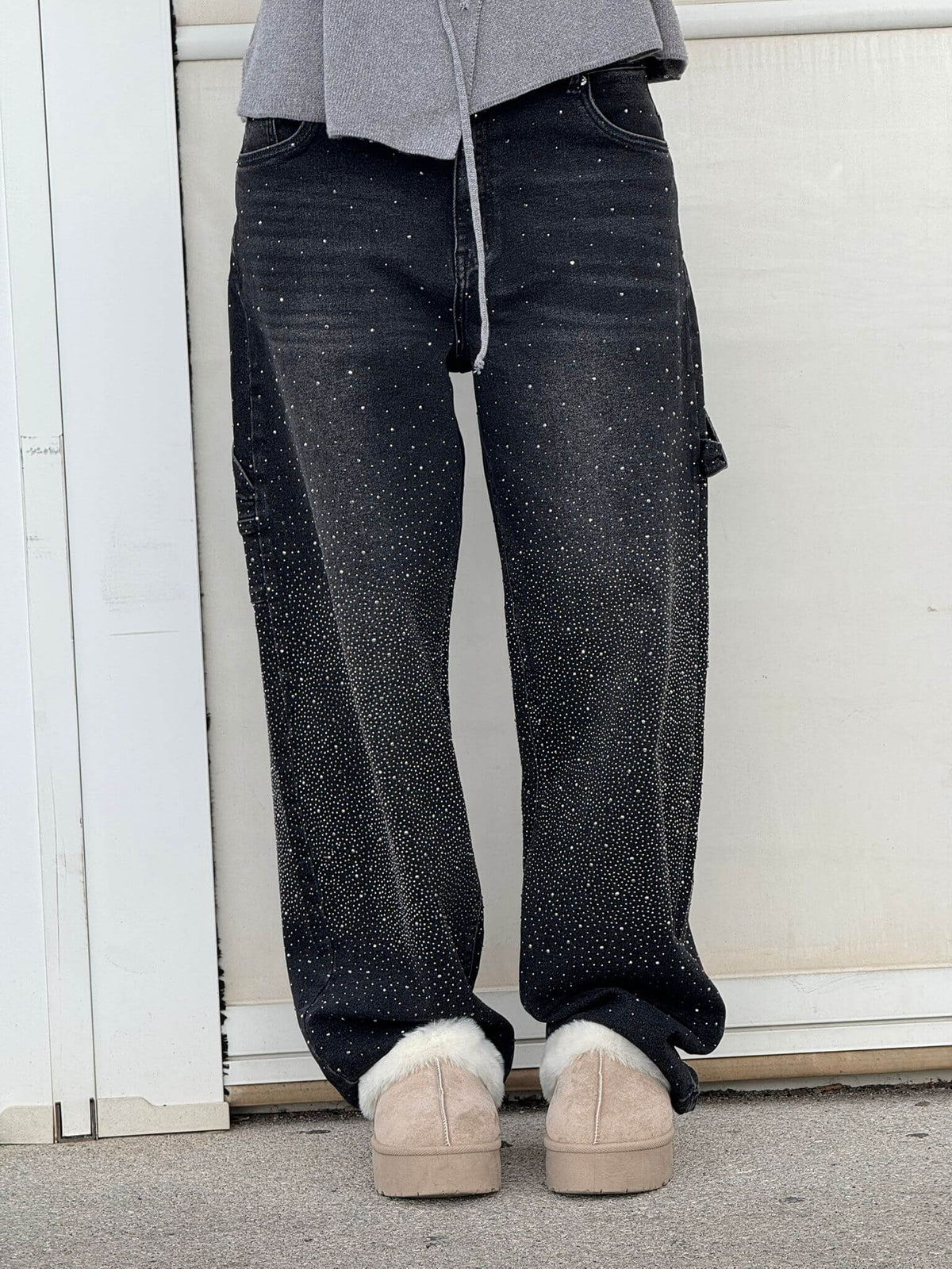 Eufemia | Women's Carpenter Jeans with Jewel Embellishments - Glamorous Look
