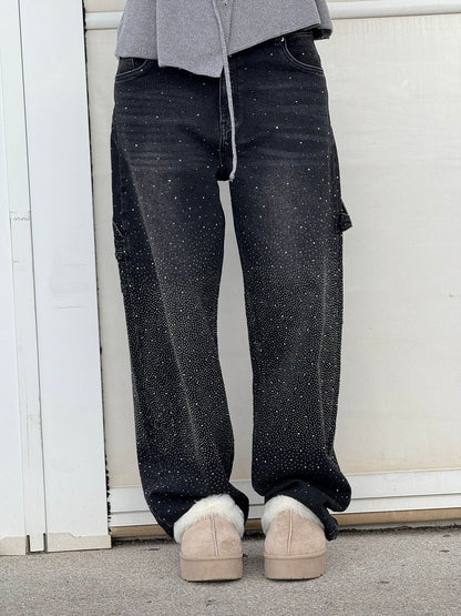 Eufemia | Women's Carpenter Jeans with Jewel Embellishments - Glamorous Look