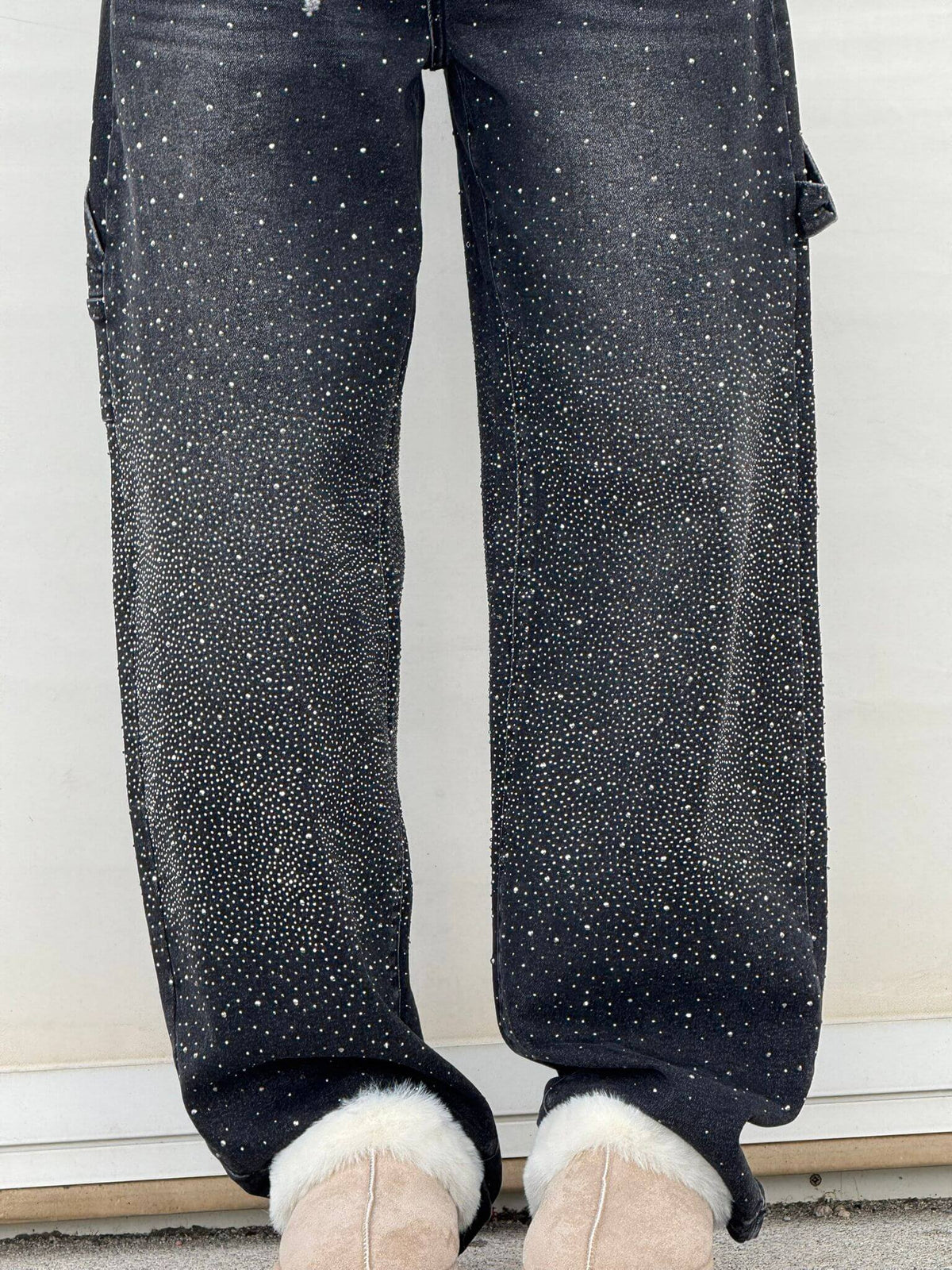 Eufemia | Women's Carpenter Jeans with Jewel Embellishments - Glamorous Look