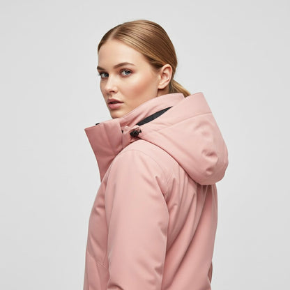 Vera | Completo da Sci Donna Giacca con Cappuccio e Pantaloni Vita Alta - Set Rosa Coordinato