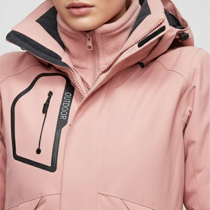 Vera | Completo da Sci Donna Giacca con Cappuccio e Pantaloni Vita Alta - Set Rosa Coordinato