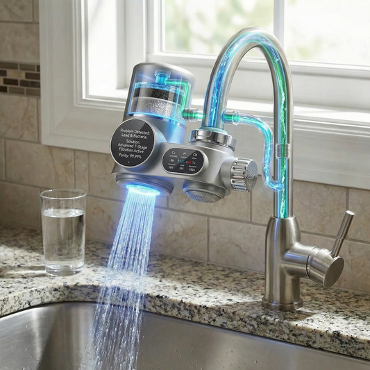 Filtro Acqua Rubinetto | Depuratore Acqua con Purificazione UV e Display LED | Acqua Pura per Bere e Cucinare