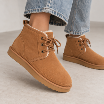 Elena | Suede Women's Ankle Boots with Laces and Warm Lining - Winter Comfort